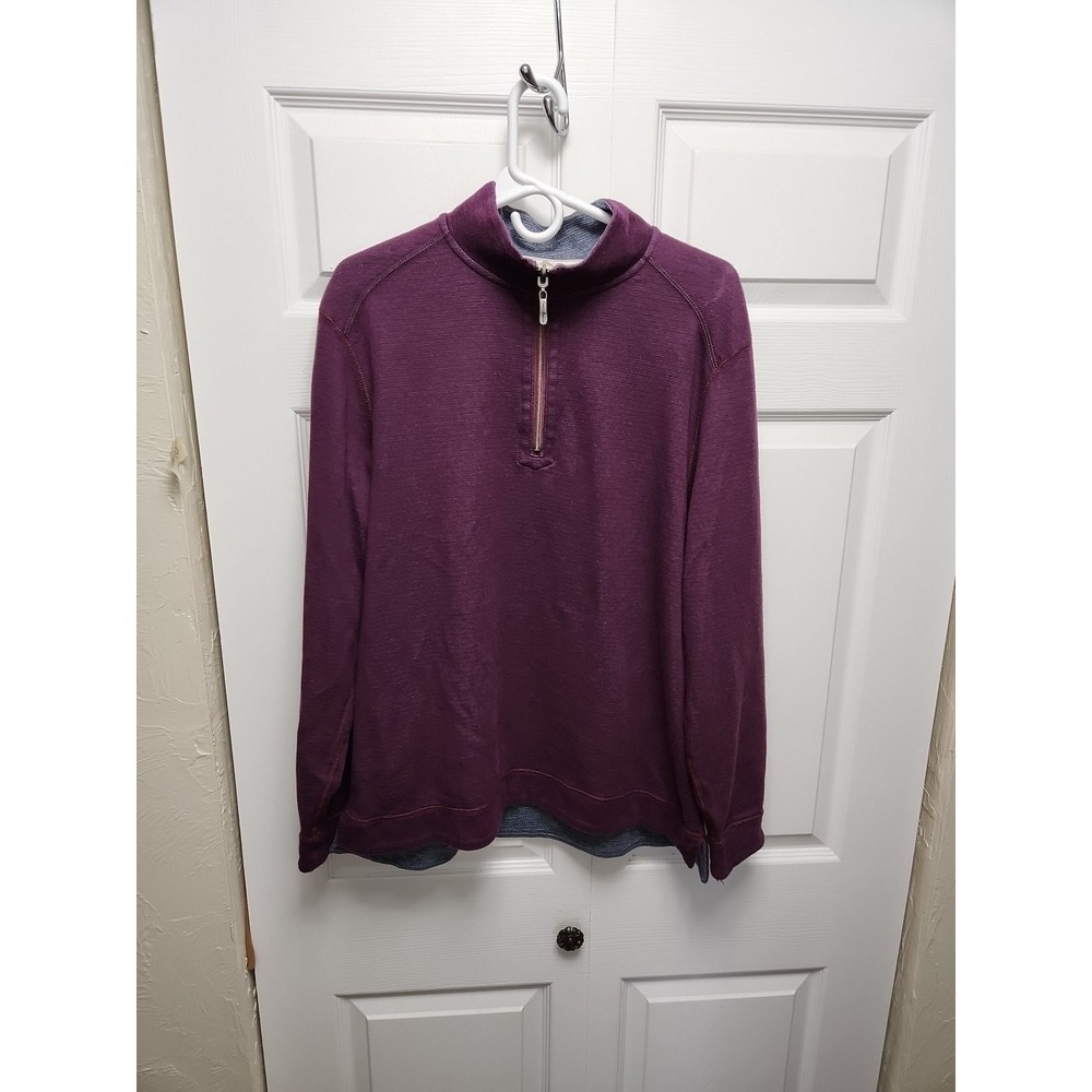 Tommy Bahama Mens Sweater Mens Medium 1/4 Zip Reversible Flip Breaker Sugar Plum